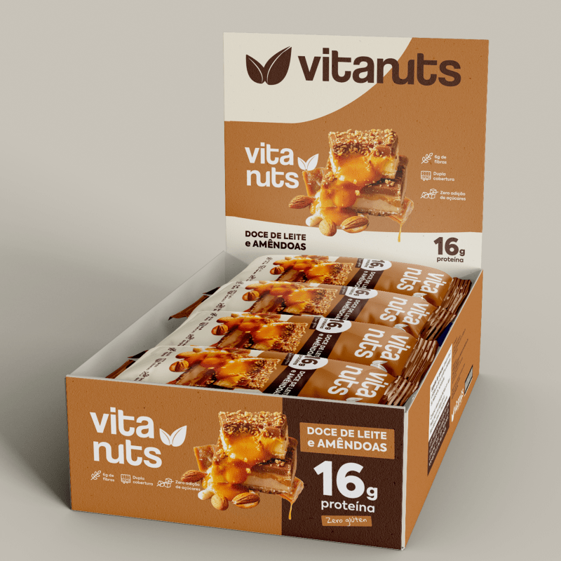 Barrinha de Proteína Vitanuts com 15g Proteína | Caixa 12 Unidades