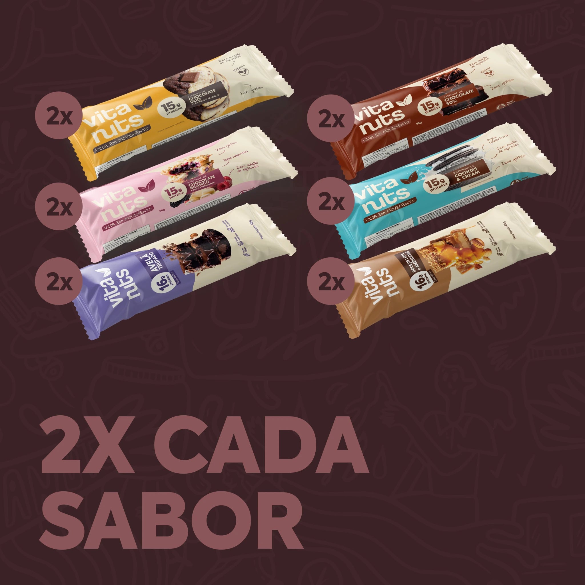 Barra de Proteína 16g Caixa Mista Vitanuts - 12 unidades - Vitanuts