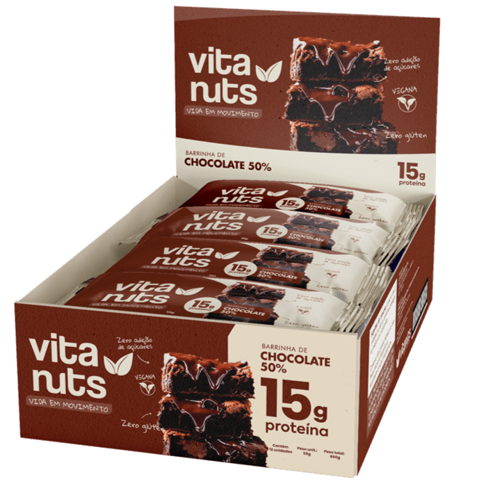 Barrinha de Proteína Vitanuts com 15g Proteína | Caixa 12 Unidades - Vitanuts