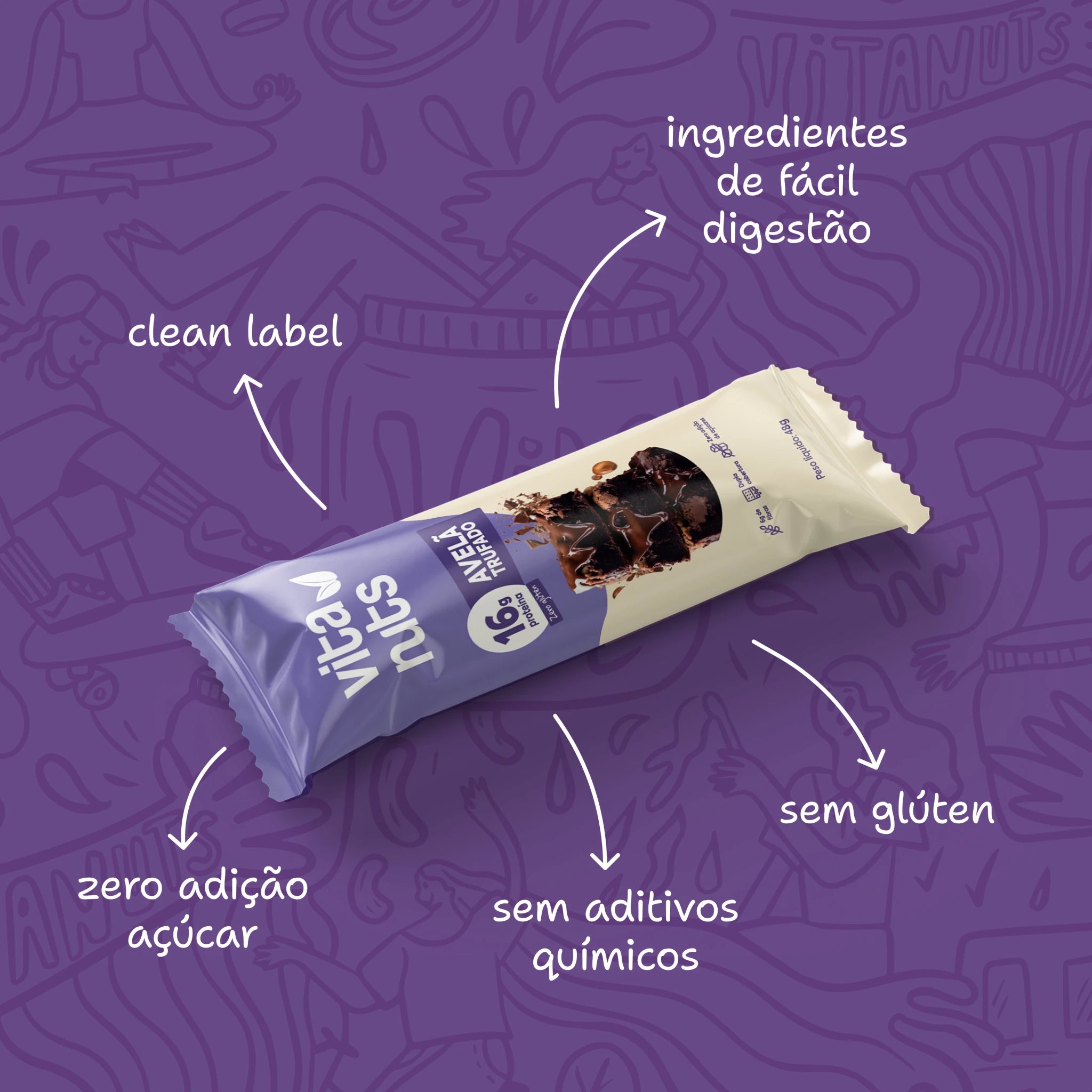 Caixa Barrinha Avelã Trufado - 12 un - Vitanuts