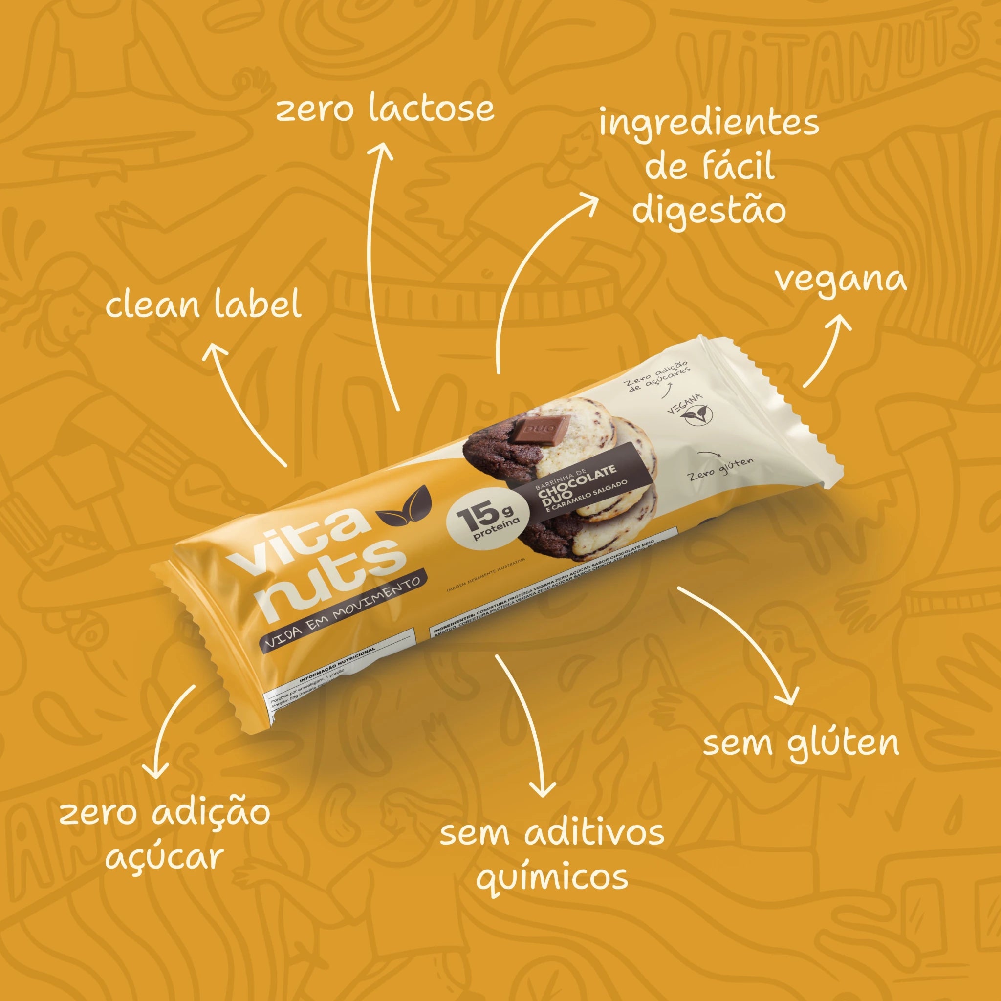 Caixa Barrinha Chocolate Duo - 12 un - Vitanuts