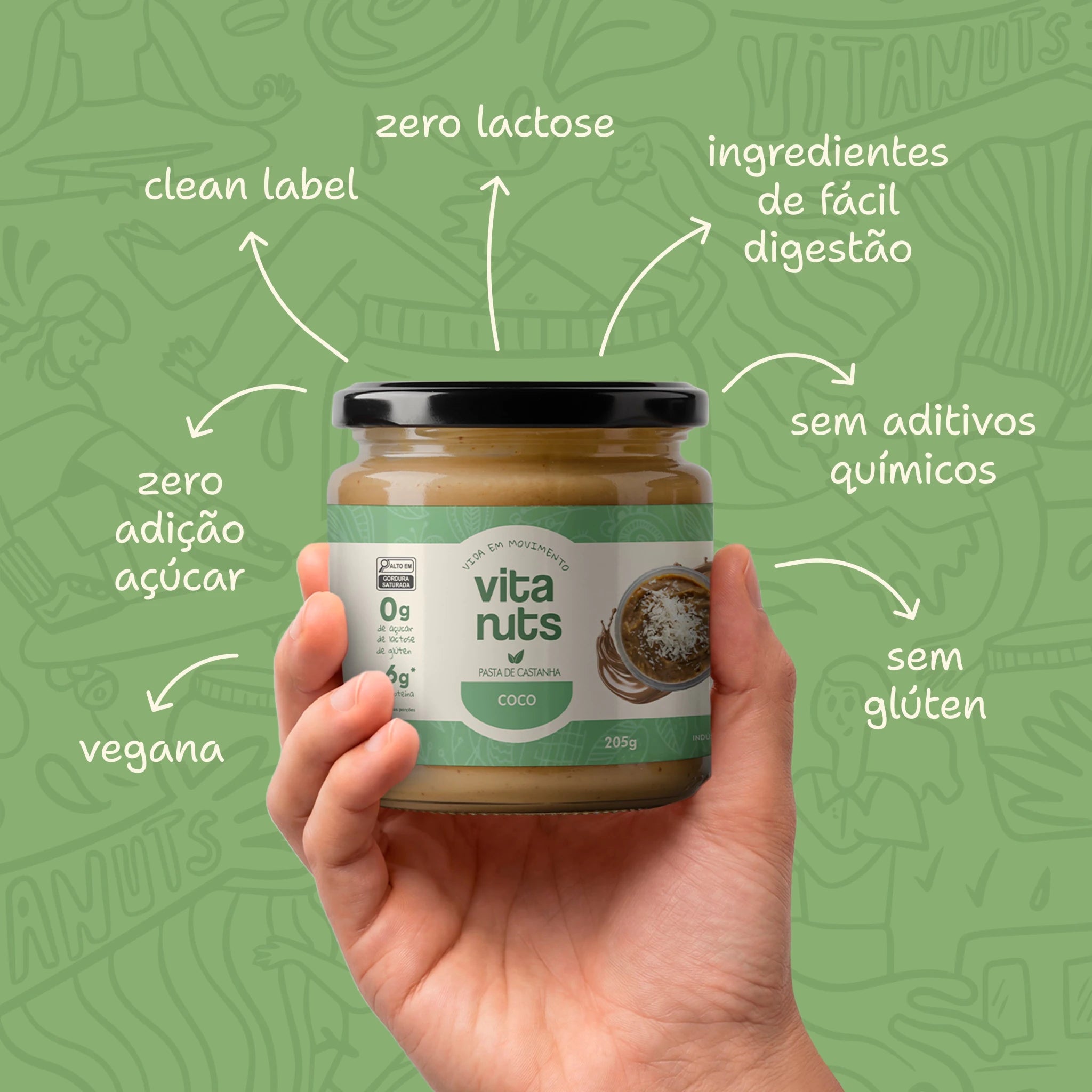 Pasta Castanha sabor Coco - Vitanuts