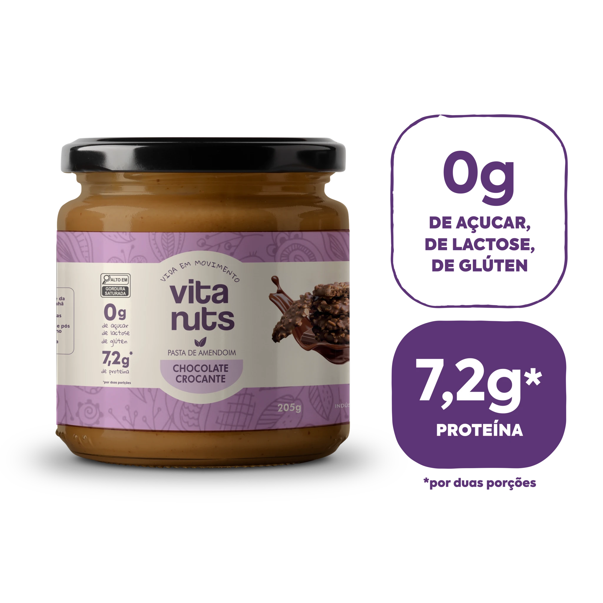 Pasta de Amendoim sabor Chocolate Crocante - Vitanuts