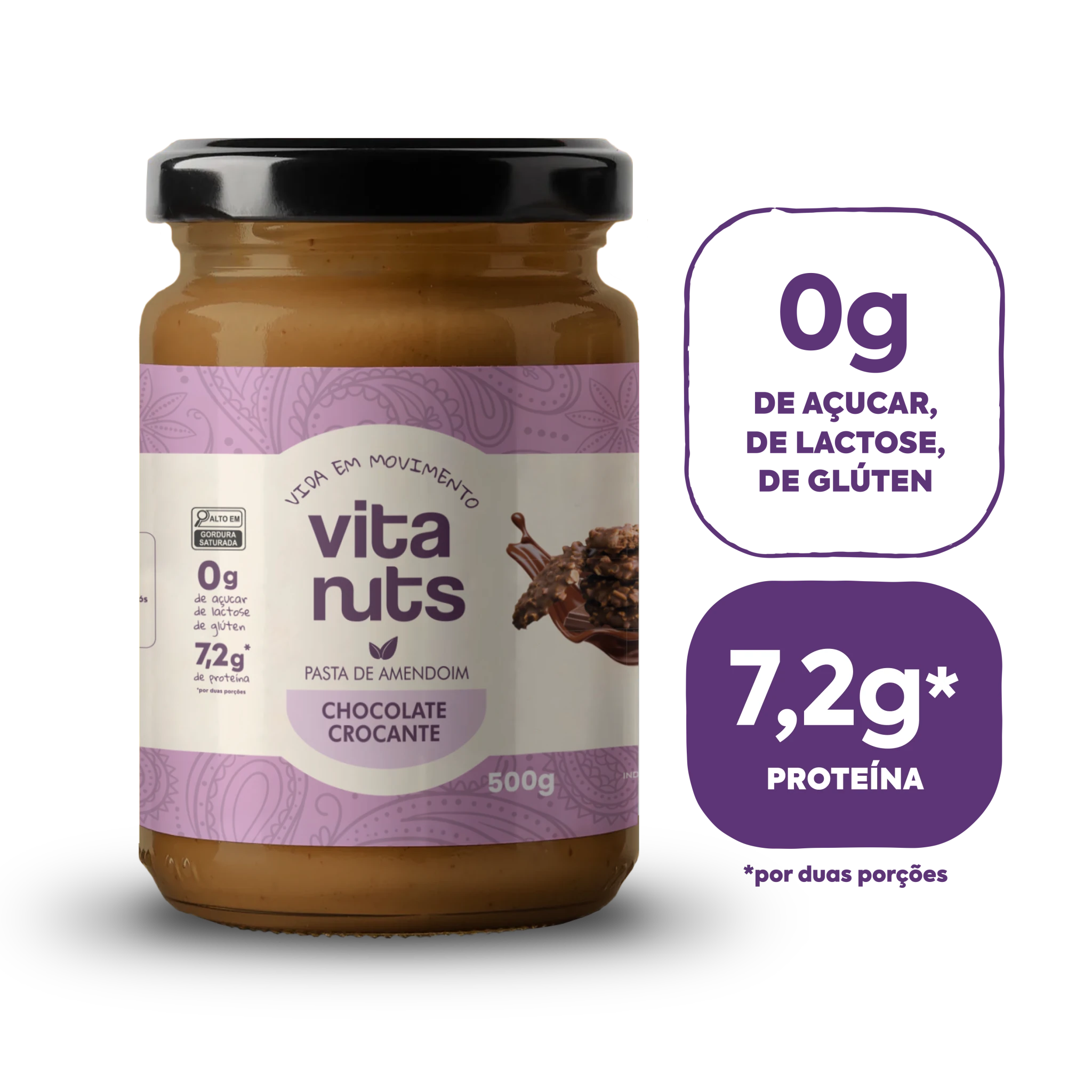 Pasta de Amendoim sabor Chocolate Crocante - Vitanuts