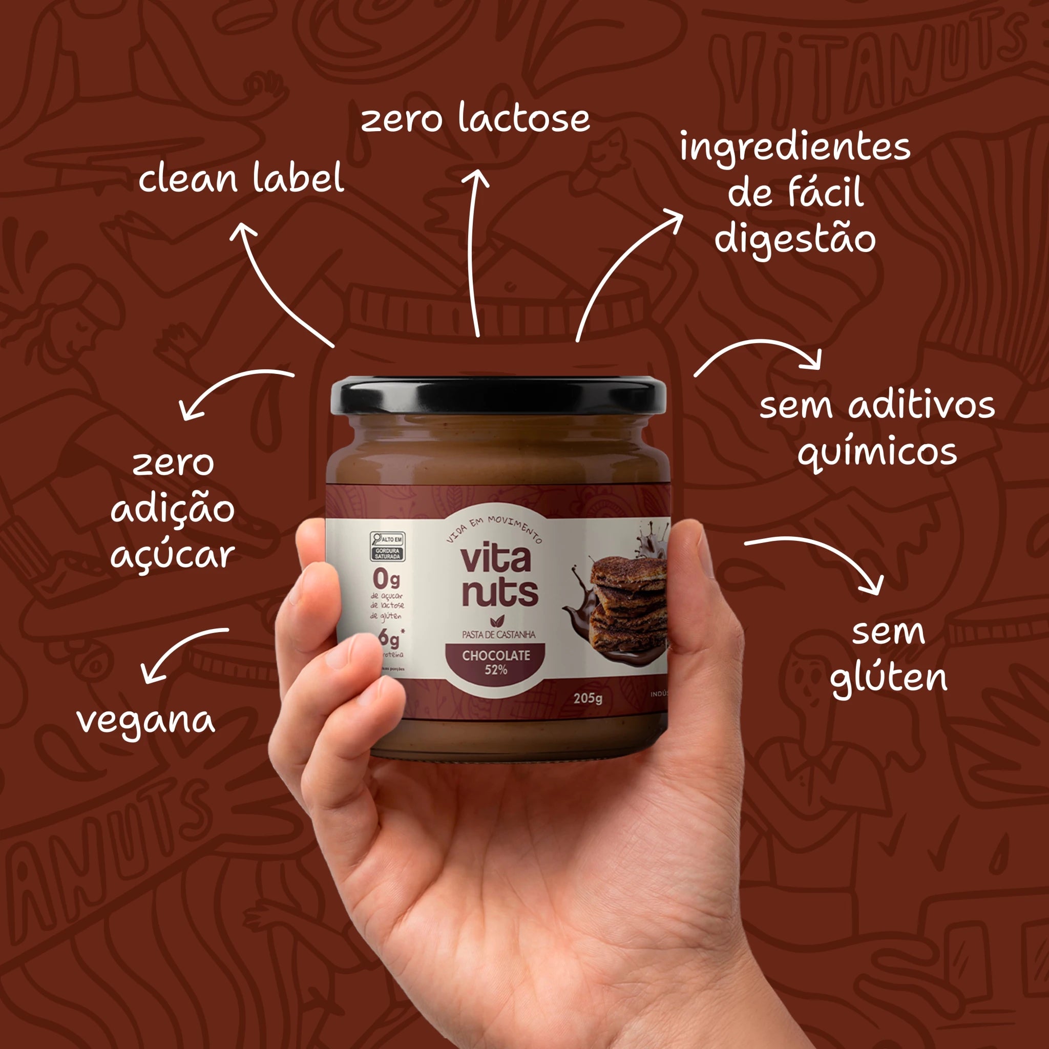 Pasta de Castanha com Chocolate 52% - Vitanuts