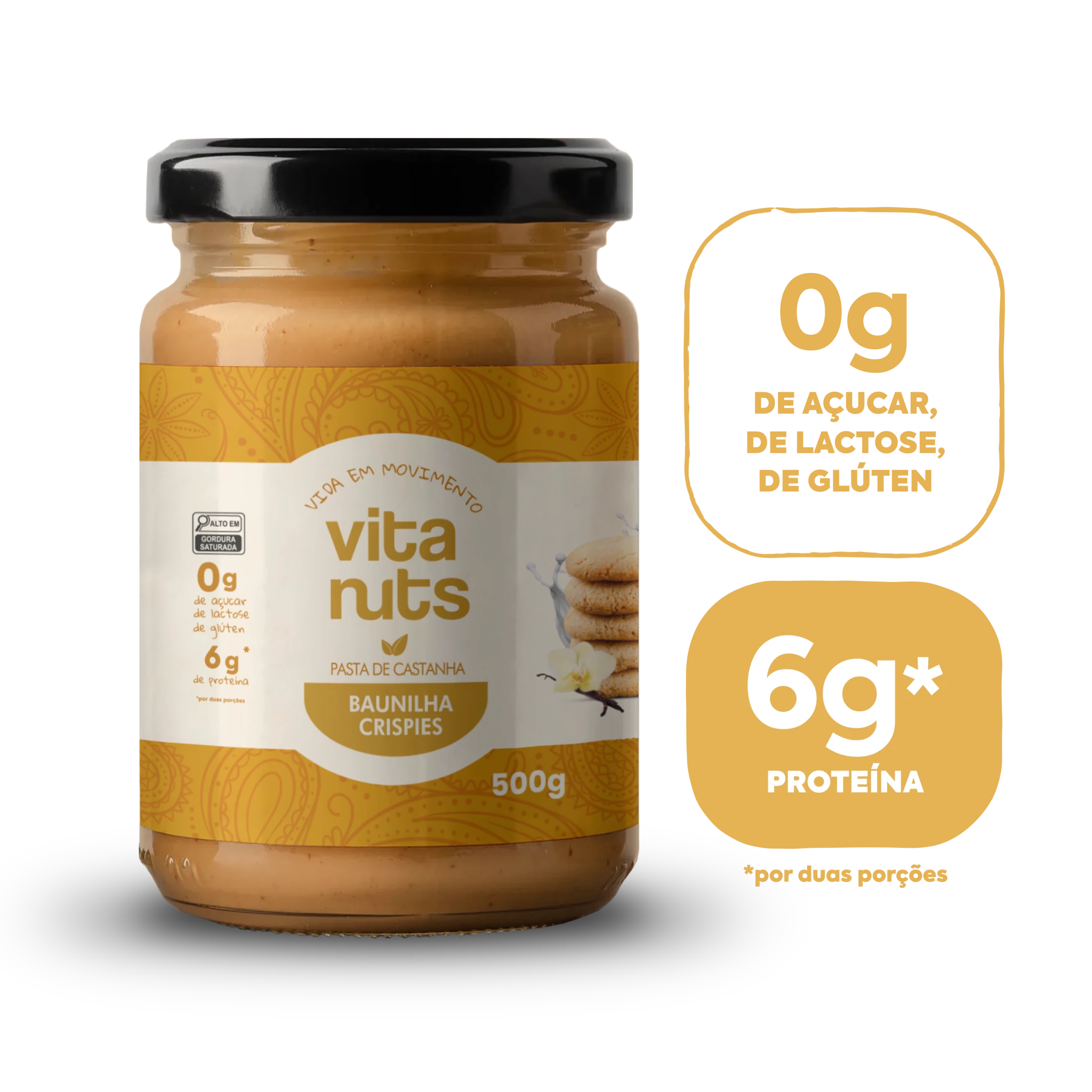 Pasta de Castanha sabor Baunilha Crispies - Vitanuts