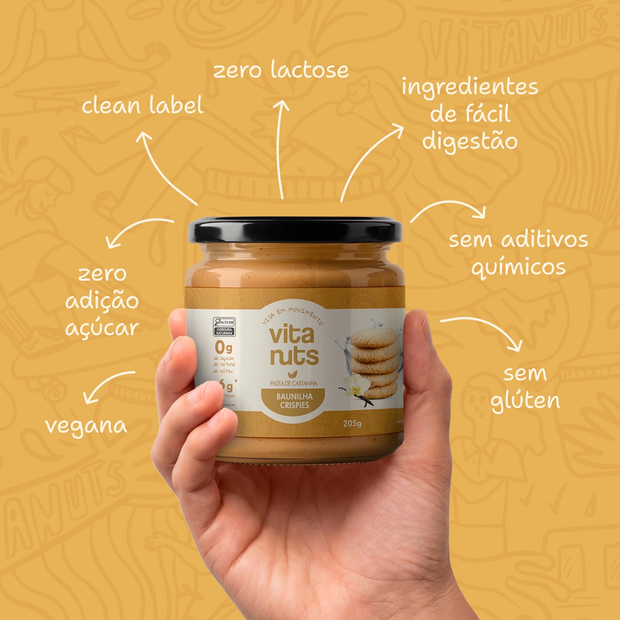 Pasta de Castanha sabor Baunilha Crispies - Vitanuts