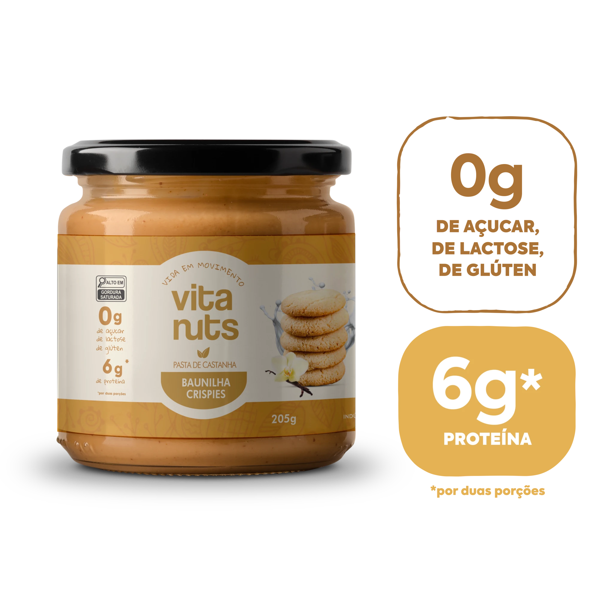 Pasta de Castanha sabor Baunilha Crispies - Vitanuts