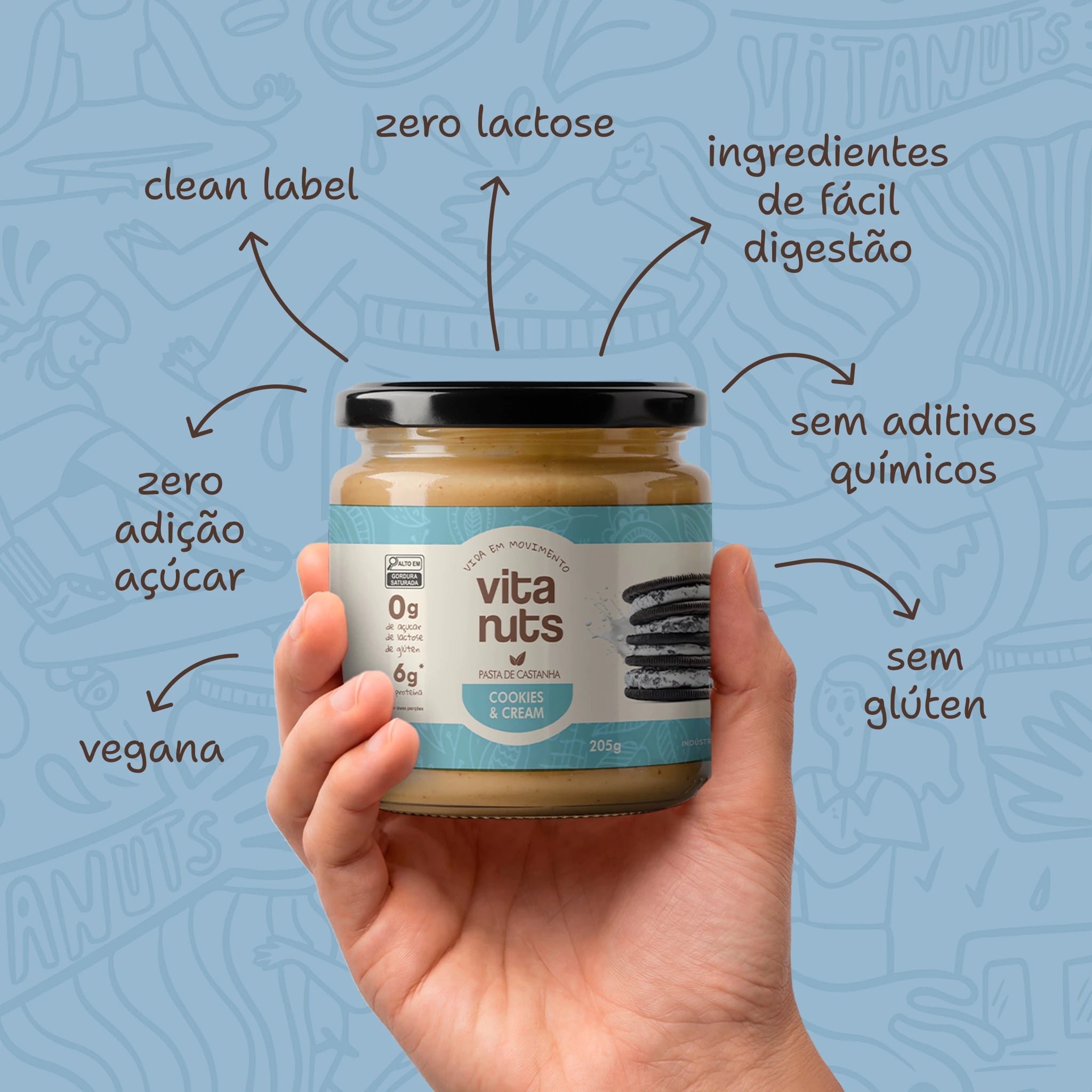 Pasta de Castanha sabor Cookies & Cream