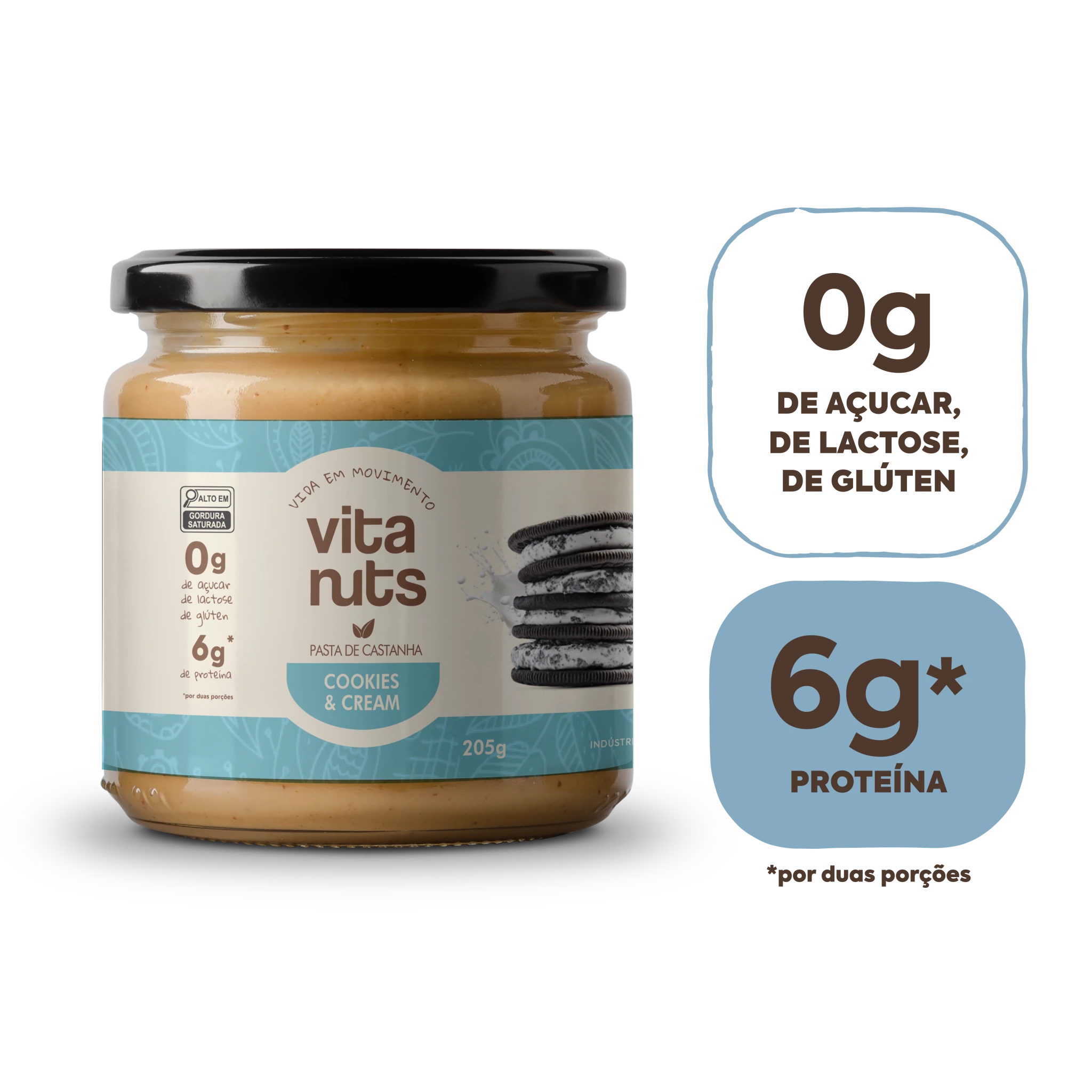 Pasta de Castanha sabor Cookies & Cream - Vitanuts